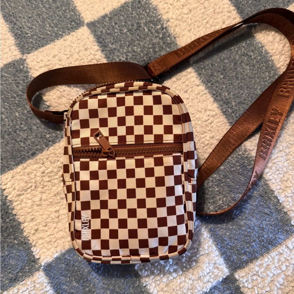 Brown Checkered Crossbody Bag